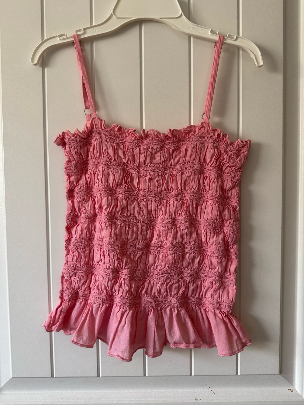 Girls Pink Smocked Ruffle Cami Top
